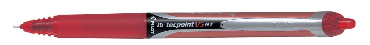 Pilot V5 RT 105101202 Hi-Techpoint Lot de 12 stylos rollers rétractables Rouge 0,5 mm Trait 0,3 mm