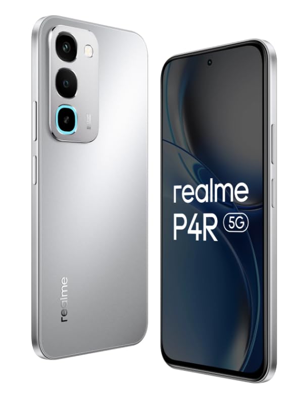 Image of realme P4R 5G Smartphone, Silver Glare, 4GB RAM, 128GB | 8000mAh Battery, 144Hz Display