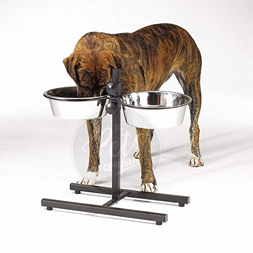 The-Pets-Company-Dog-Feeding-Bowl-with-Adjustable-Stand-Dog-Elevated-Diner-with-Stainless-Steel-Bowl-Set-Set-of-2-Bowls-with-H-Stand-Large