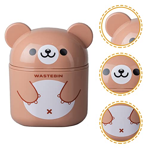 Image of Zerodeko Desktop Trash can Small Plastic Trash can with Lid Mini Desk Wastebasket for Office Bedroom Tabletop Cartoon Shape with Flipping Lid to Contain Odors