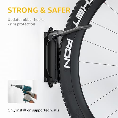 monTEK Swivel Bike Wall Mount – Garage Bike Hanger & Space-Saving Vertical Bike Rack for Garage & Apartment, Sturdy Bike Storage Hook Holds up to 66 lbs, Easy Installation & Scratch-Proof Design