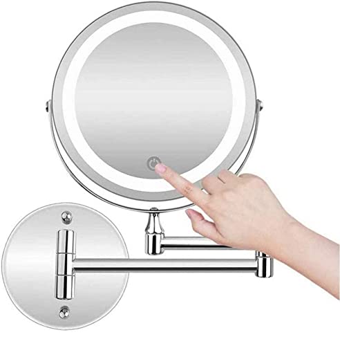 Miroir de maquillage mural pour éviter les ombres avec zoom 10X et éclairage LED double face