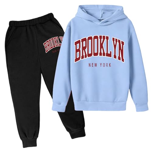 Kids 2 Piece Outfits Brooklyn Lounge Hoodie Sweatsuit Sets Boys Girls Spring Fall Fashion Clothes Airport Travel Tracksuits