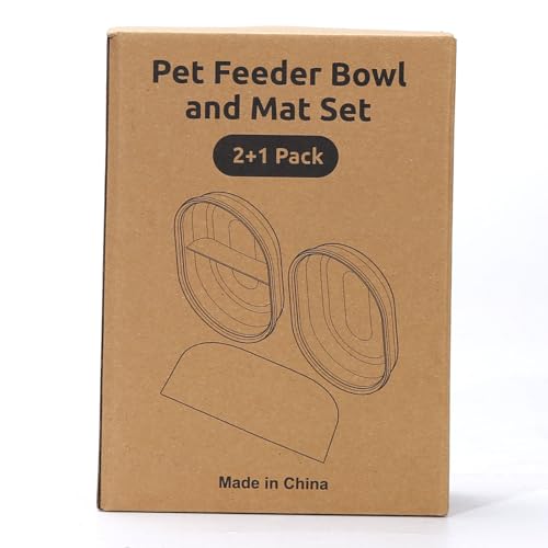 Feriva Matte und Napf im Set für Mikrochip-Futterautomaten, 1 Einzelne Schale, 1 Geteilte Schale, und 1 Matte, Anzug für Nass und Trockenfutter, Lebensmittel frisch halten, Leicht zu Reinigen