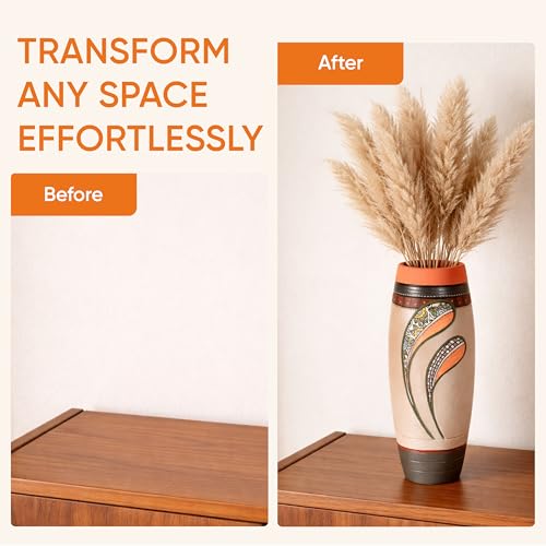 Image of Aakriti Art Creations Autumn Leaf Earthen Vase Handpainted in Tribal Art | Multicolor Terracotta Flower Vase | Matte Finish Decorative Vase for Living Room, Table & Floor Decor
