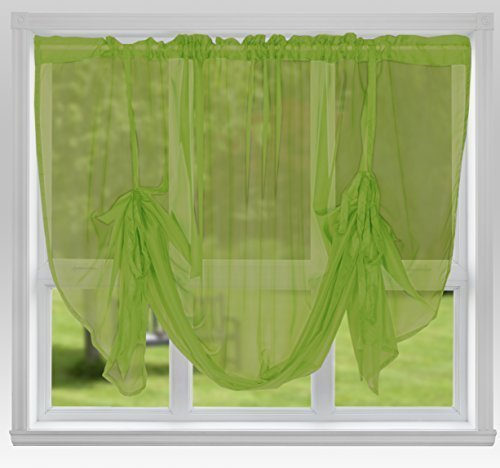 John Aird Voile Tie Blind Curtain Panels 58" Wide x 54" Drop (Lime) — image 1
