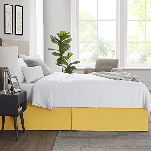 Image of Nestl Yellow Bed Skirt Queen Size - Queen Bed Skirt 14 Inch Drop - Brushed Microfiber Bed Skirts - Hotel Quality Pleated Bed Skirt - Shrinkage & Fade Resistant