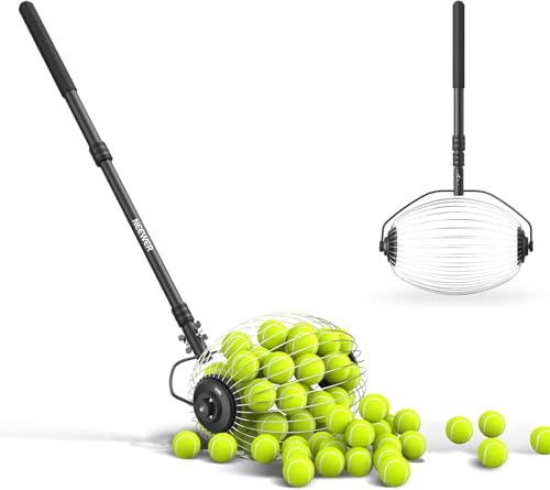 NEEWER Tennis Ball Pickleball Collector Roller, No Bending Over Quick Rolling Picker for 1.5'-3' Balls, 30-58'/77-148cm Telescopic Golf Ball Retriever for Up to 40 Tennis Balls, TB01S