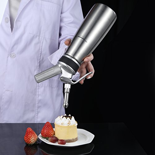 Stainless Steel Whipped Cream Dispenser - You Get 3 Decorating Nozzles Cream Whipper 1 Pint Gourmet Whip Culinary Easy Instructions N2O Cartridges (Not Included). #TOP4