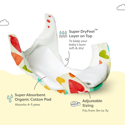 Image of SuperBottoms UNO Freesize Cloth Diaper | Cloth diaper for babies 0 to 3 years | Washable & Reusable cloth diaper | Comes with cloth diaper inserts | 1 Organic Cotton Soaker (Colours of India)