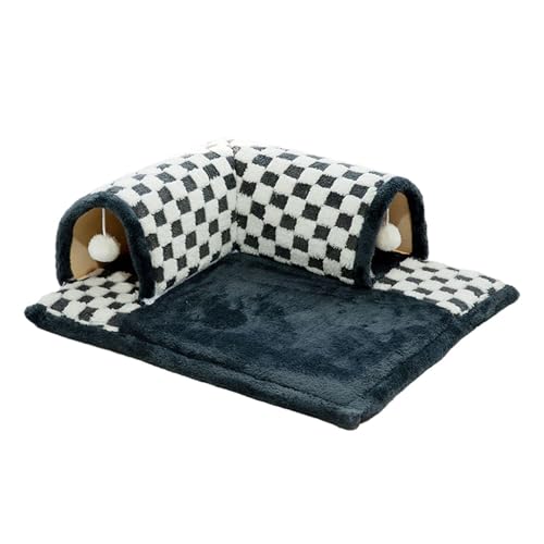 F Fityle Tappeto da Gioco per Gatti, Letto a Tunnel Caldo Invernale, Giocattolo per Gatti, Comodo e Durevole, Portatile, per Gatti di Piccola e Media Taglia, Nero l