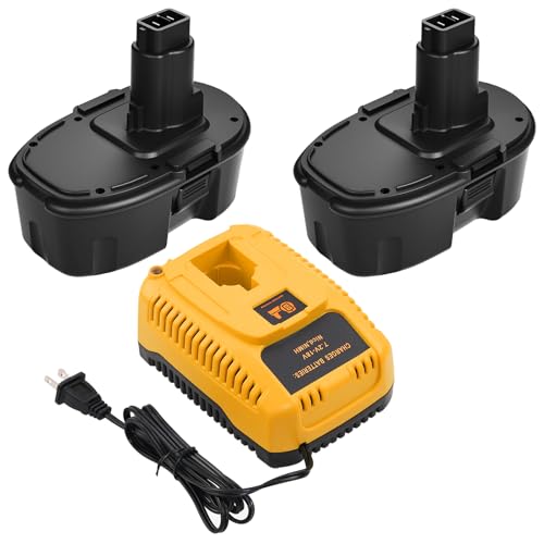 2-Pack 3600mAh Ni-Mh Replacement for Dewalt 18V Battery and DC9310 Charger Compatible with Dewalt 18 Volt XRP Batteries DC9096 DC9098 DC9099 DW9098 DW9095 DW9096 DW9099 DE9039 DE9095 DE9096(Black)