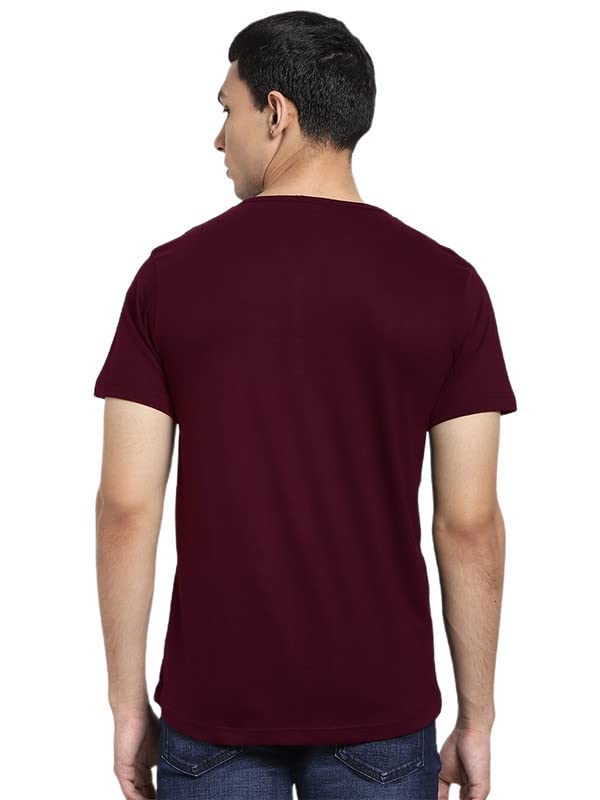 Image of LAZYCHUNKS Regular Fit Solid Henley Half Sleeve Tshirt for Men