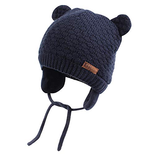Image of XIAOHAWANG Baby Hat Cute Bear Toddler Earflap Beanie Warm for Fall Winter