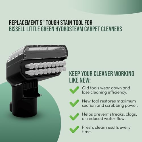 Replacement 5" Tough Stain Tool for Bissell Little Green HydroSteam Carpet Cleaners - Fits Models # 3618, 3605, 3532, 3700