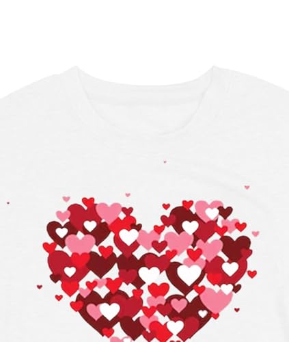 Image of Valentines Shirts for Women Valentine Love Heart Printed Graphic Tshirt Cute Girls Casual Top