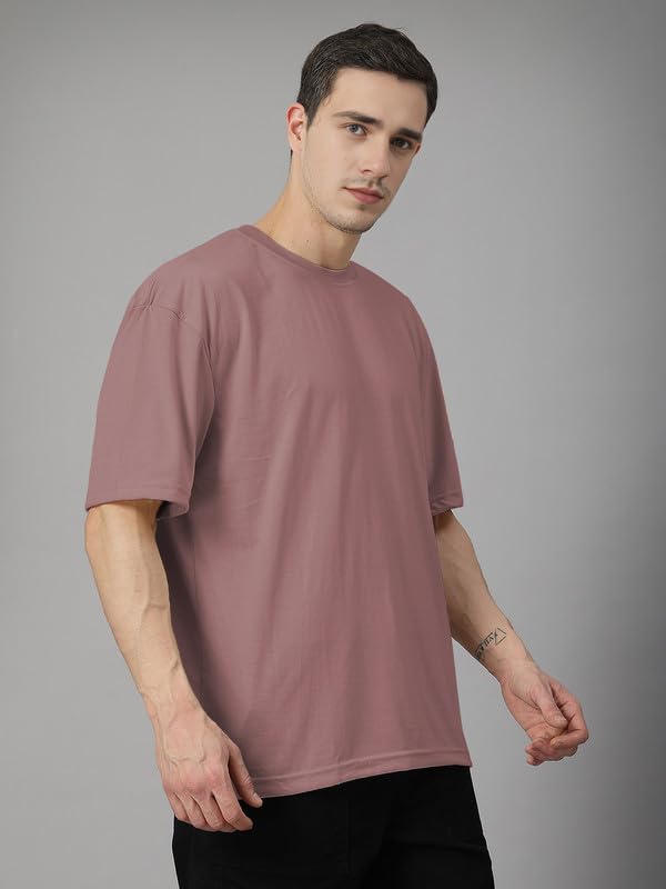 Image of CHKOKKO Oversized Tshirt for man Solid Classic Round Neck Loose Fit Half Sleeve Soft and Comfortable Casual Stylish wear for Summer