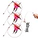 Cat Feather Wand Toy - 3 Pack Steel Wire Feather Interactive Cat Stick Training - Beads Bells Kitten Wand Toys Pet Teaser