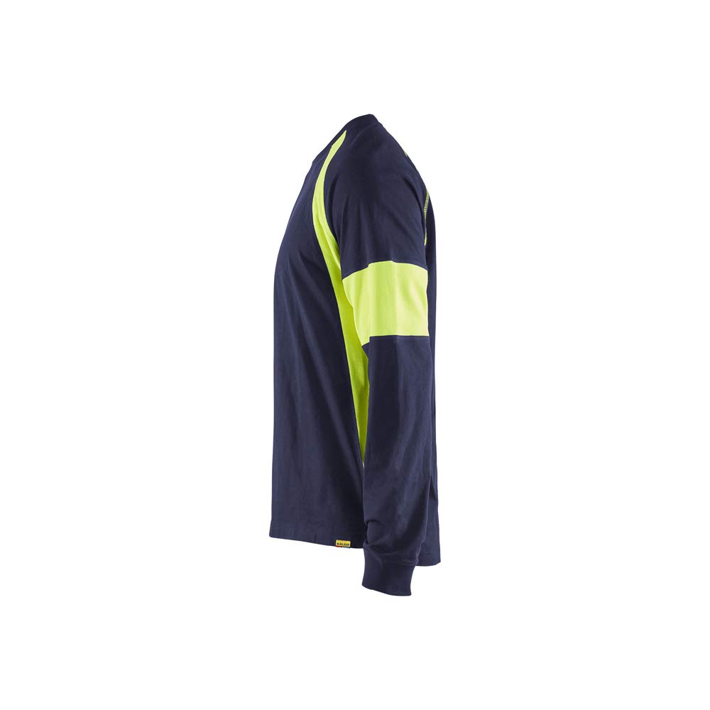 Blaklader 352010308833XXL - Camiseta de Manga Larga, Color Azul Marino/Amarillo de Alta Visibilidad, Talla XXL