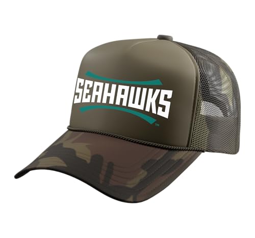 North Carolina Wilmington Seahawks | NCAA UNC | PPNCW038 Trucker Hat with Adjustable Mesh Back, Camo Green