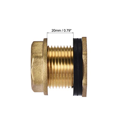 Conector pasamuros G3/4 hembra y G1 macho uxcell en latón para depósitos de agua 5