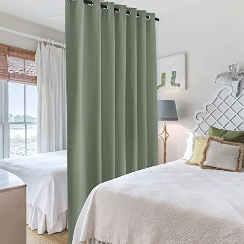 Image of RYB HOME Extra Wide Curtains for Divider Room Separation Soundproof Temporary Door Curtains for Bedroom Closet Office Theatre Garage Living Room Privacy Drop Cloth, W 120 x L 84 inches, Sea Green