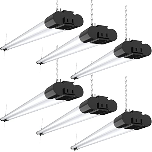 Sunco 6 Pack LED Workshop Garage Black Shop Light 4FT, Plug in Linkable Utility Light Fixtures, 260W=40W, 6000K Daylight Deluxe, Frosted Lens, Pull Chain, Hanging/Mounted, 4100 LM - ETL Sunco 6 Pack LED Workshop Garage Black Shop Light 4FT, Plug in Linkable Utility Light Fixtures, 260W=40W, 6000K Daylight Deluxe, Frosted Lens, Pull Chain, Hanging/Mounted, 4100 LM - ETL