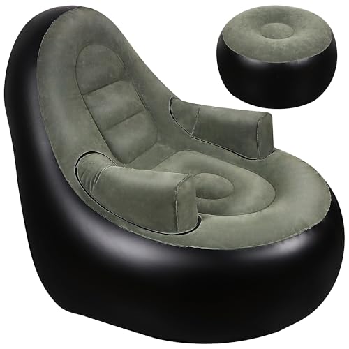Balabulala Inflatable Couch with Armrest & Ottoman, Black