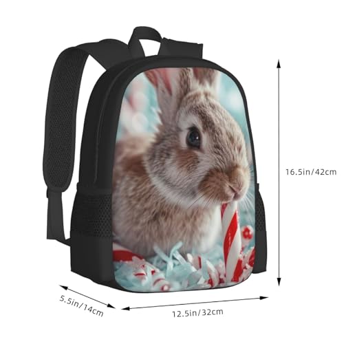 Commuter Unisex Rabbit Candy Striped Backpack Spacious Compartments for Work Essentials Casual Outings & Trips 17 Inch3