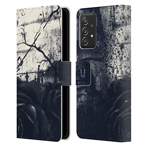 Étui Portefeuille en Cuir Rose Sombre Floral Drips Compatible Galaxy A52s Coque Housse Protection