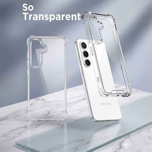 Image of Fashionury Clear Back Cover Case for Samsung Galaxy S26 5G | Anti-Yellow Acrylic Hard Back + Soft TPU Bumper | Shockproof 360 Protection | Slim Transparent Bumper Case (Clear)