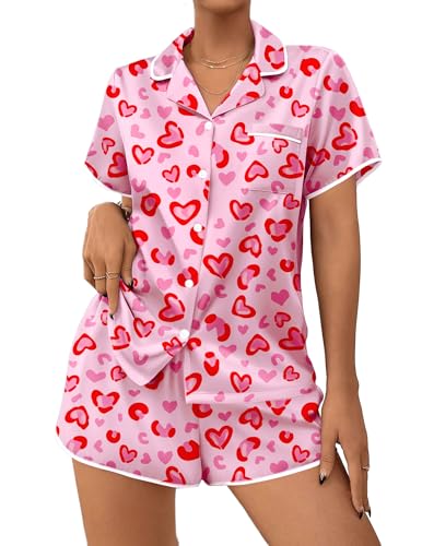 Image of Ekouaer Womens Satin Pajamas Set 2 piece Silky Buttton Down Short Pjs | Silk Notch Collar Top and Soft Shorts Lounge Set for Sleep, Daily Wear, Home, Wedding, Party