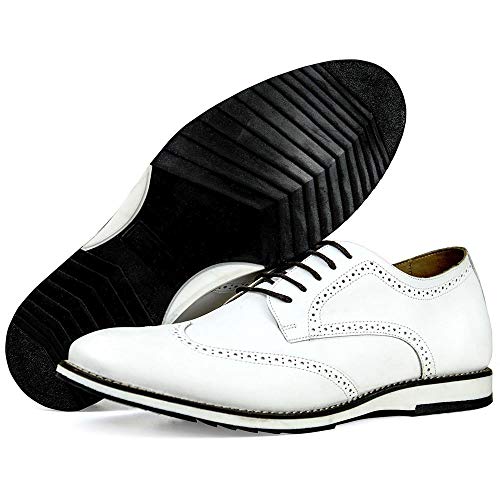 Sapato Casual Brogue Premium Couro Camurça Confort Social Mr Light cor:Branco;Tamanho:40