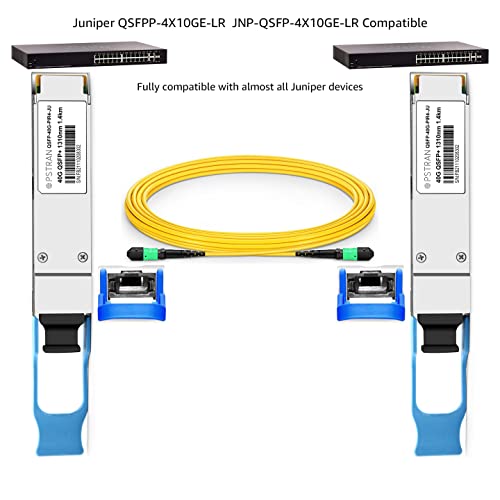 Image of 40GBASE-PIR4 QSFP+ Optical Transceiver Module Compatible with Juniper Networks JNP-QSFP-4X10GE-IR 4x10GBASE-IR 40G PLRL4 1310nm 1.4km MTP /MPO SMF DDM