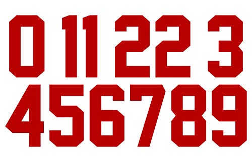 Numbers Kit(0-9),6' Tall for Sports T-Shirt jersey football Baseball,Iron On, heat transfer, team,t-shirt(Style A) (Red(0-9))