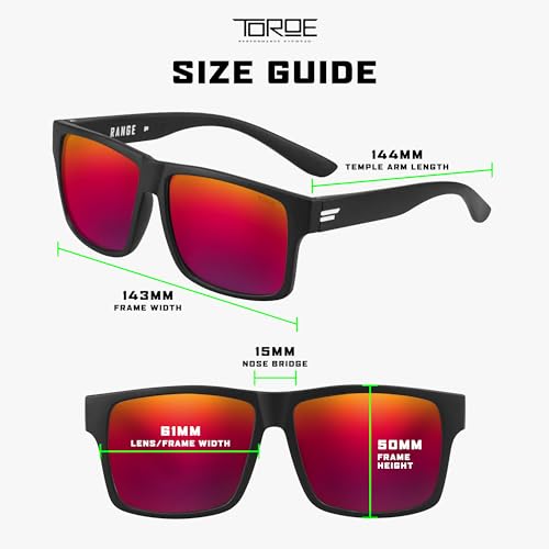 Image of TOROE Classic RANGE TR90 Frame Polarized Unbreakable Sunglasses with Hydrophobic Coated Polycarbonate AR Lenses