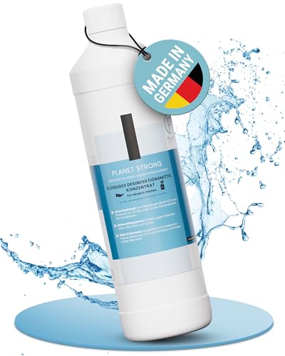 Planet Strong 1L Flächendesinfektionsmittel Konzentrat | Für Küche Bad & Oberflächen | Alkoholfrei & basisch | Wirksam gegen Bakterien Viren Pilze Schimmel & Gerüche | Made in Germany