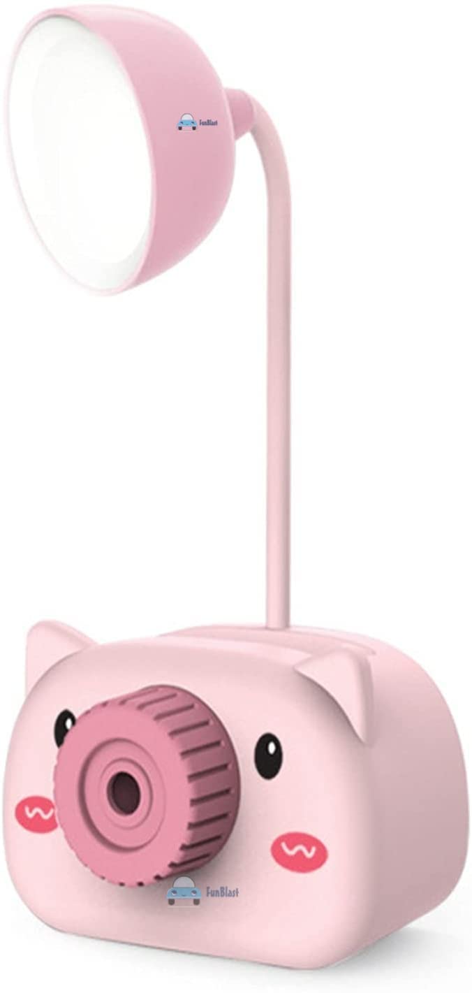 FunBlast LED Table Lamp - LED Rechargeable Desk Lamp with Pen Holder & Sharpener, Study Desk Light for Study Room/Home/Office (Pack of 1 Pcs) (Pink)-image-0