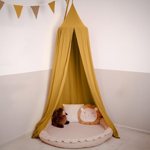 lilimaus Baldachin Kinderzimmer [in 12 Farben] - Betthimmel aus 100% Baumwolle Musselin Handmade für Mädchen & Jungen - Babybett Himmel als Babyzimmer Deko - Vorhang für Kinderbett, Kuschelecke