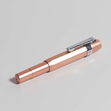 Kaweco AL Sport Fountain Pen Rose Gold, Fine Nib Sport Octagonal Clip Chrome