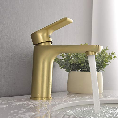 Mitigeur lavabo or brossé en laiton au design moderne chic pour salle de bain