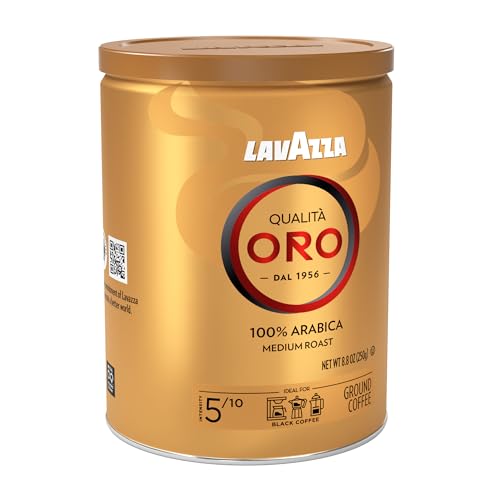 Image of Lavazza Qualita Oro Ground Coffee, Medium Roast, 100% Arabica, 8.8 oz Tin (Pack of 4)