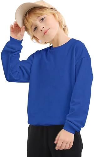 JIAHONG Kids Crewneck Sweatshirts Fleece Soft Sweatshirt Long Sleeve Pullover Winter Boys or Girls 3-12 Years Blue L