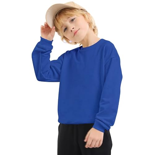 Jiahong Kids Crewneck Sweatshirts Fleece Soft Sweatshirt Long Sleeve Pullover Winter Boys Or Girls 3-12 Years Blue L #TOP2