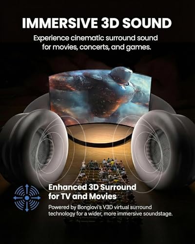 Avantree Eon 3D – 7.1 Virtueller Surround Sound Kabellose Over-Ear Kopfhörer für TV, Bluetooth Kopfhörer mit Ladestation