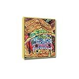  JZSDGB Gold Rahmen-Friedensreich Hundertwasser Gemälde Leinwandbilder,Kunstdruck Poster und Drucke auf Leinwand.Berühmte Leinwand Wandkunst Bilder-Regenbogenhaus 20x28cm(8x11in)