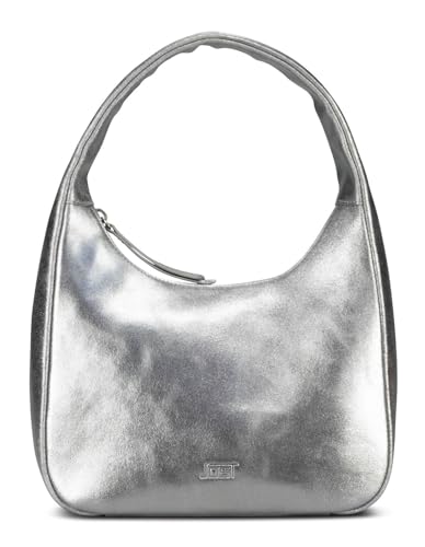Sac bandoulière JOST en cuir argenté : l'éclat du hobo bag chic