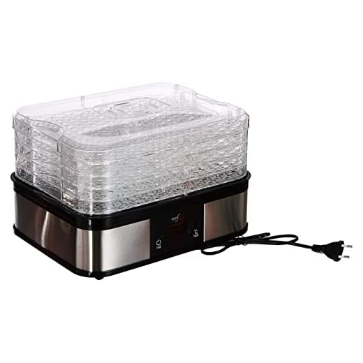 Melchioni Family | Essiccatore Alimentare Digitale BABELE PLUS, per Frutta, Verdura, Carne, Erbe Aromatiche, Timer fino 48 ore, 5 Ripiani Regolabili in Altezza e Impilabili, Temperatura 40-70°, 250 W
