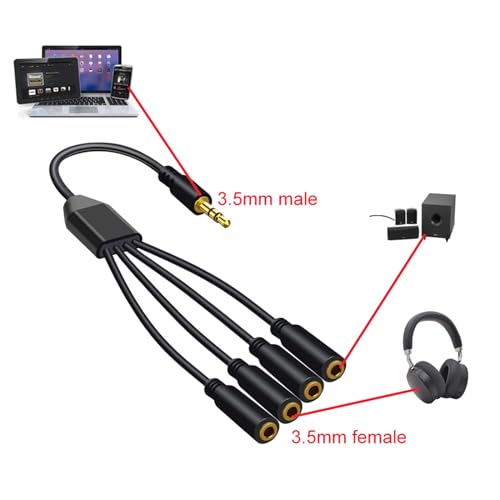 Cable 3.5mm macho a múltiples hembras extensible miniatura 4