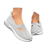 Mfhmom Senioren Hausschuhe Damen Geschlossen Sommer Leicht Klettverschluss Orthopädische Schuhe Damen Weit H rutschfest Sicher Schlupfschuhe für Oma Pflegeheim Reha Klinik Waschbar Bequem